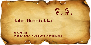 Hahn Henrietta névjegykártya